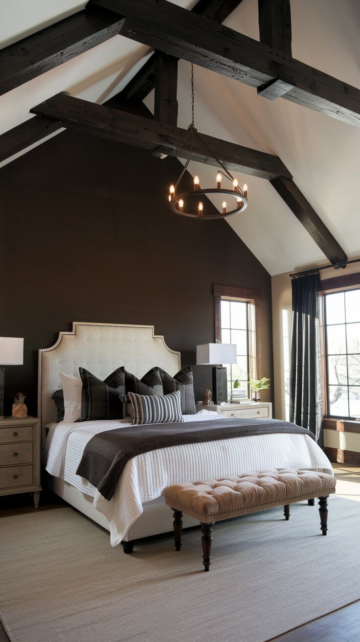 Dark Stained Wood Ceiling Beams