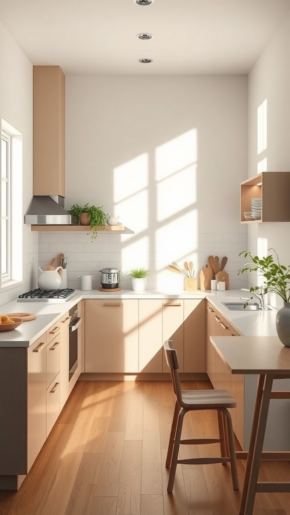 A bright and airy neutral kitchen filled with natural light.