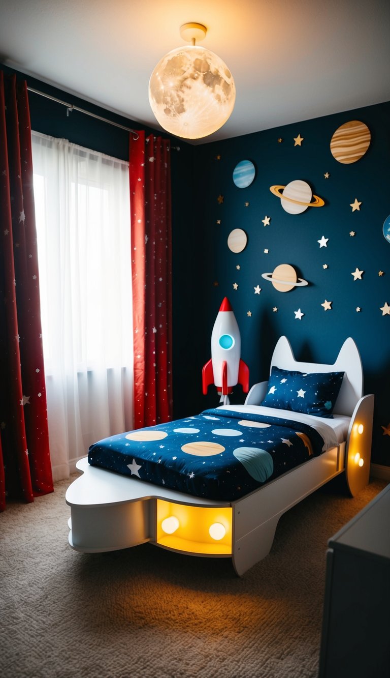 Space explorer room themed kids bedroom

