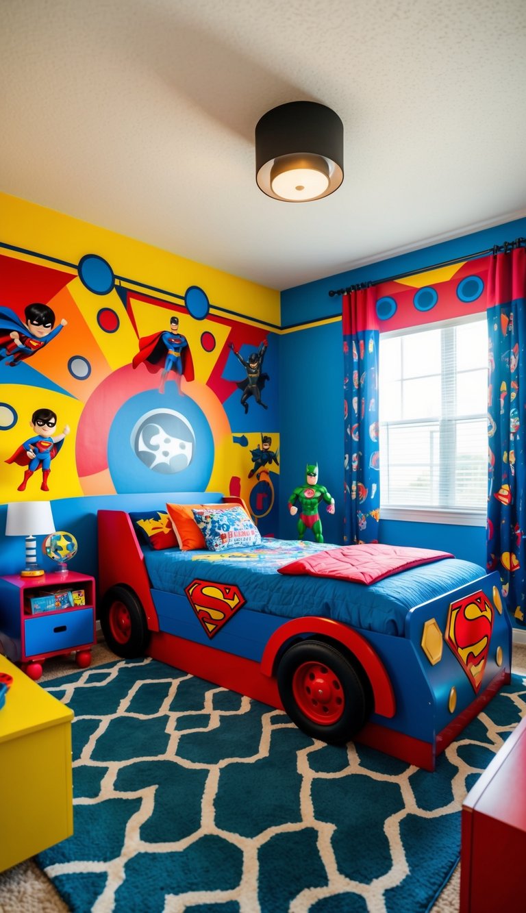 super hero themed kids bedroom

