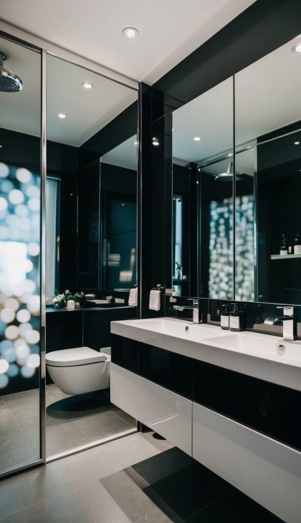 Chic Spaces Await in 23 Inspiring Small Black Bathroom Ideas