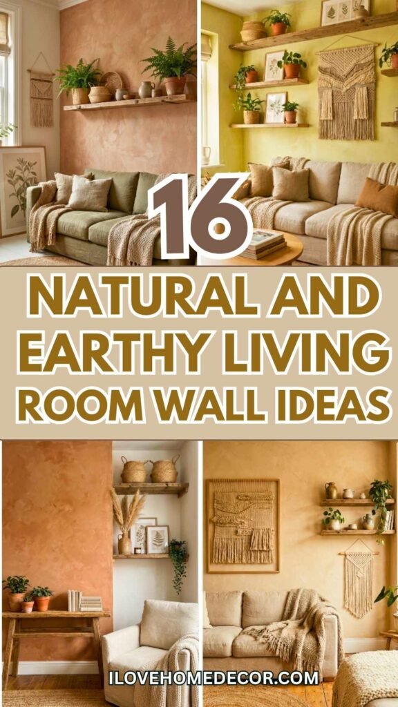 Natural And Earthy Living Room Wall Ideas