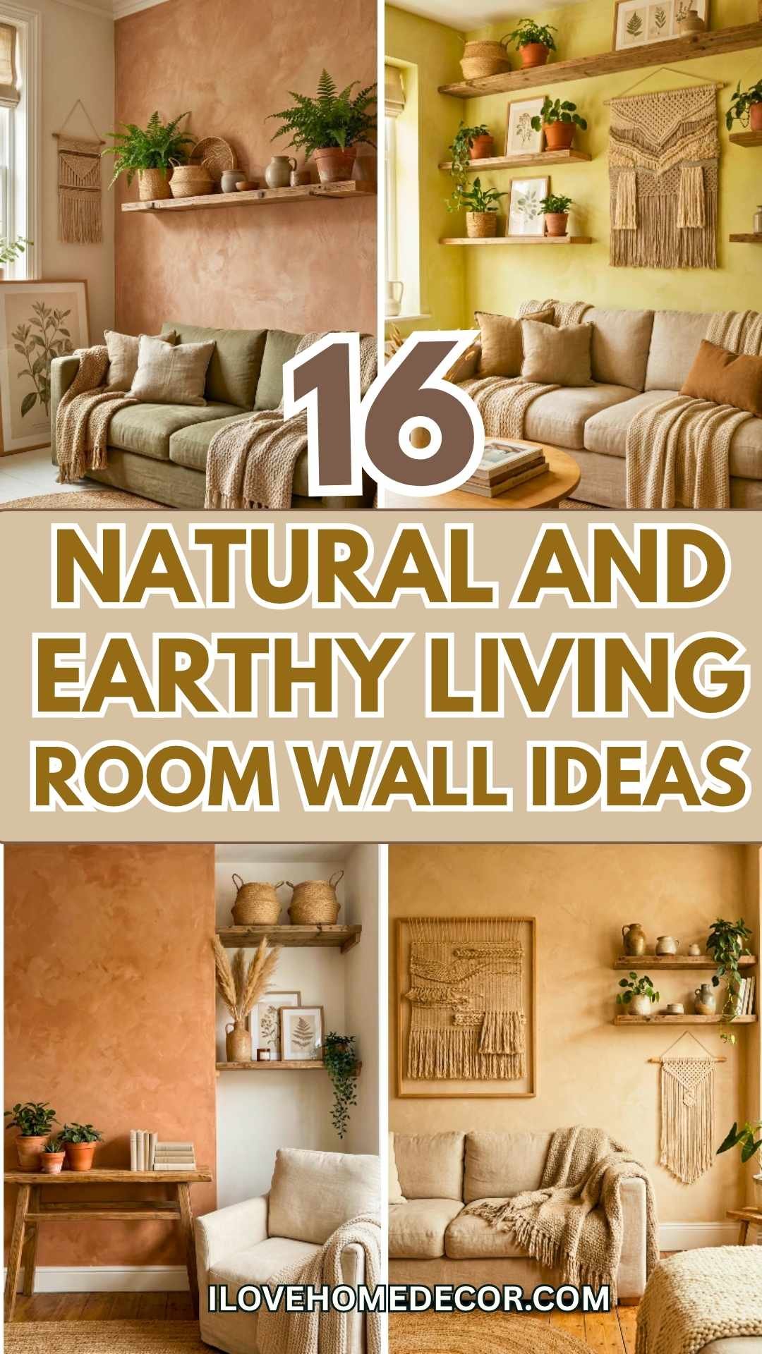 Natural And Earthy Living Room Wall Ideas